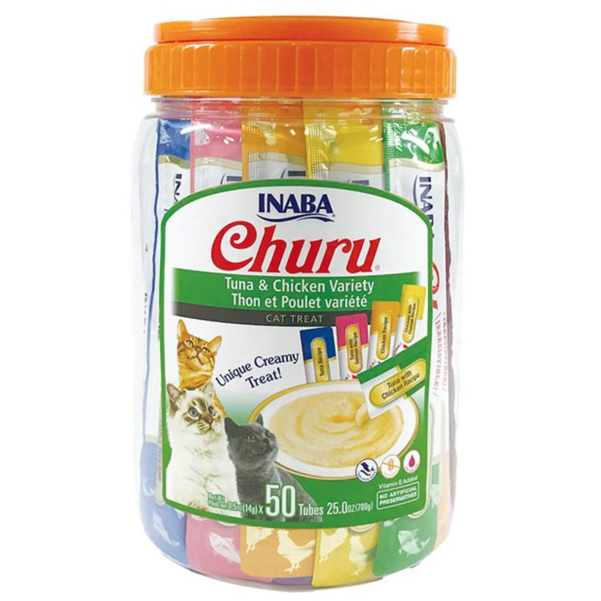 CHURU GATO VARIEDADES ATÚN Y POLLO 50 TUBOS