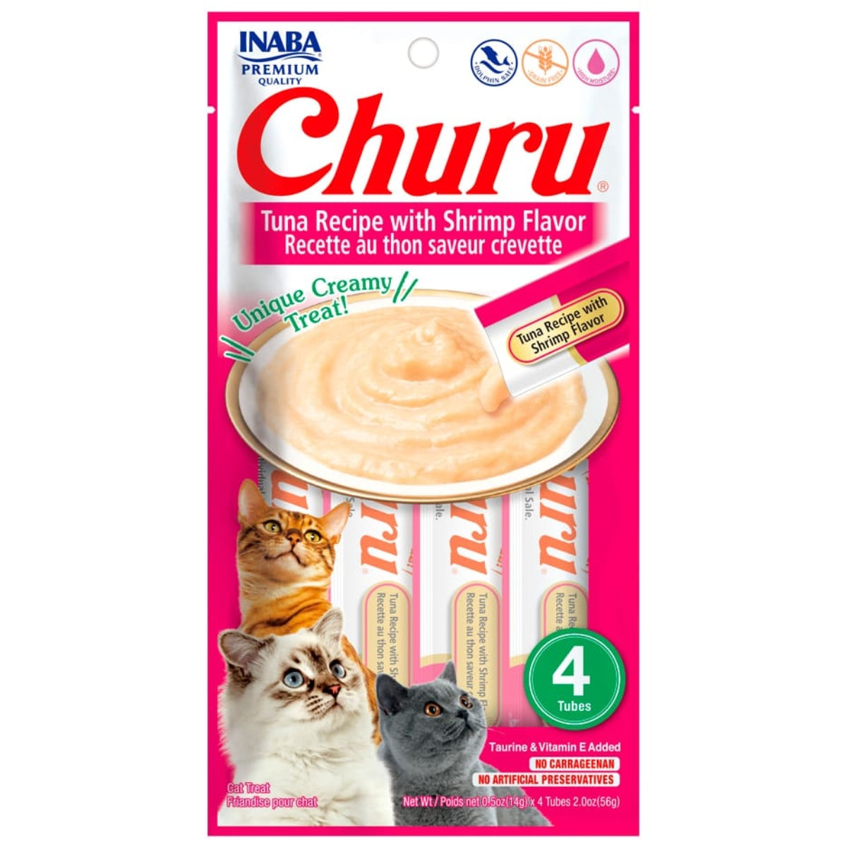 CHURU GATO ATÚN CON CAMARÓN 4 TUBOS