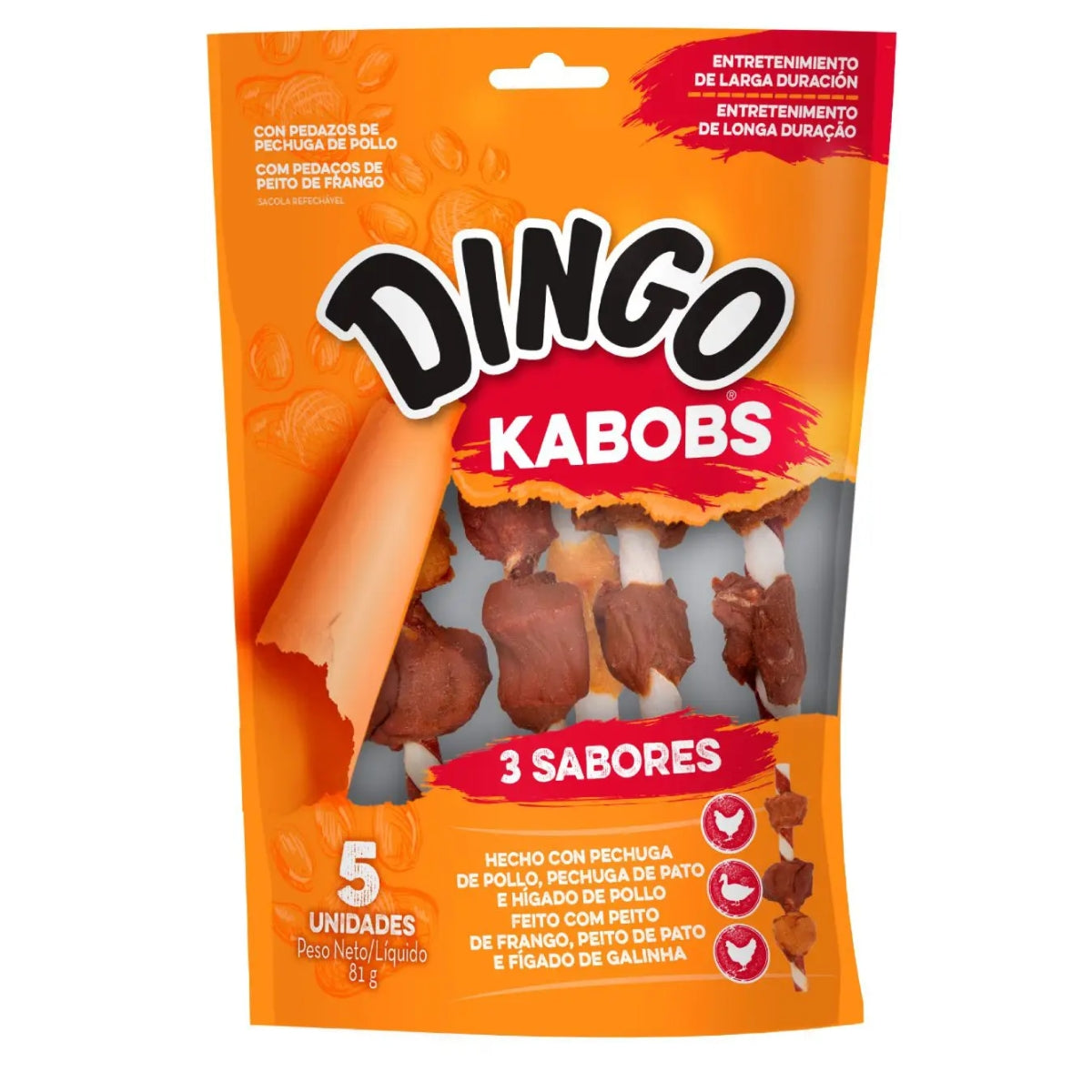 DINGO TRIPLE FLAVOR KABOBS 5 UNIDADES