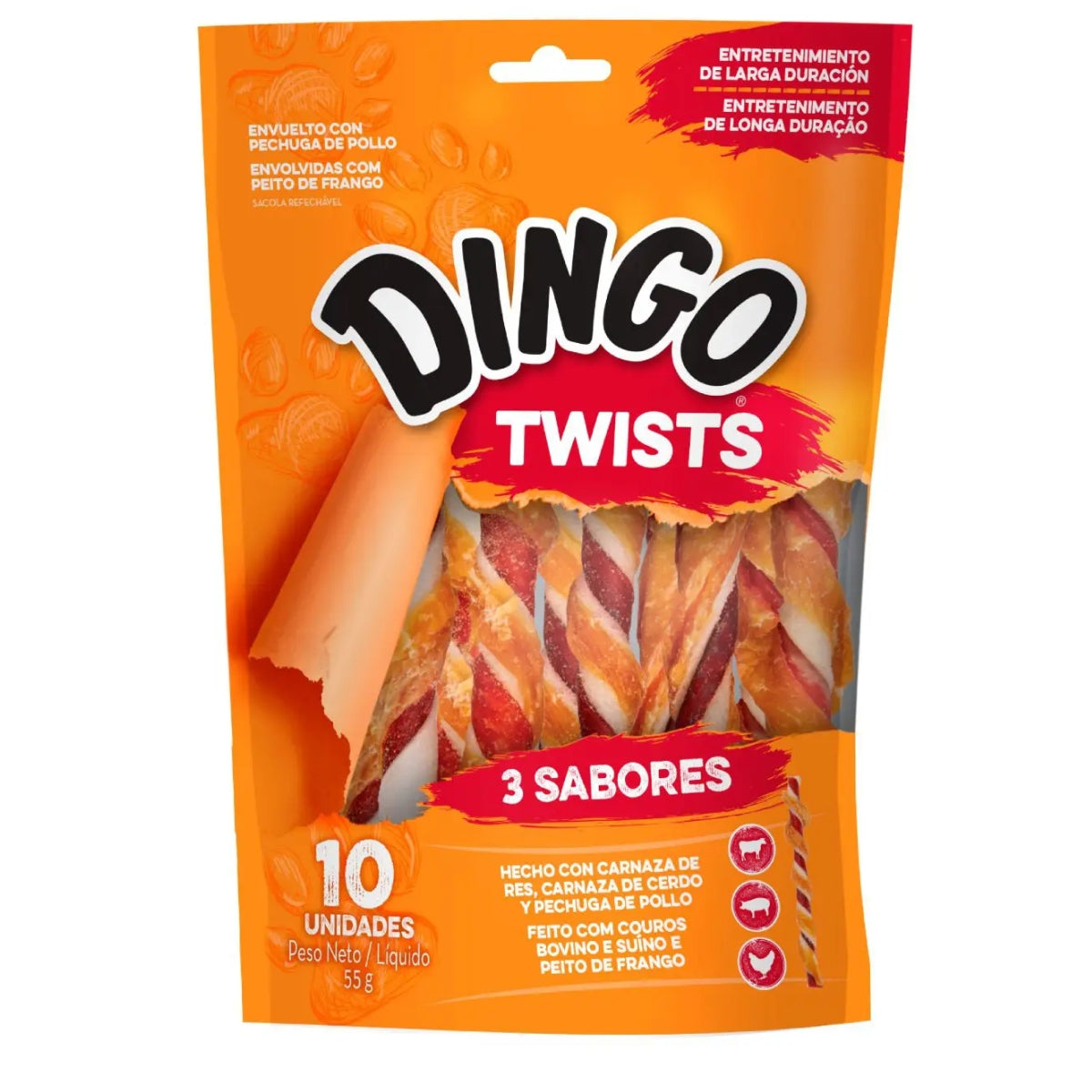 DINGO TRIPLE FLAVOR TWIST 10 UNIDADES