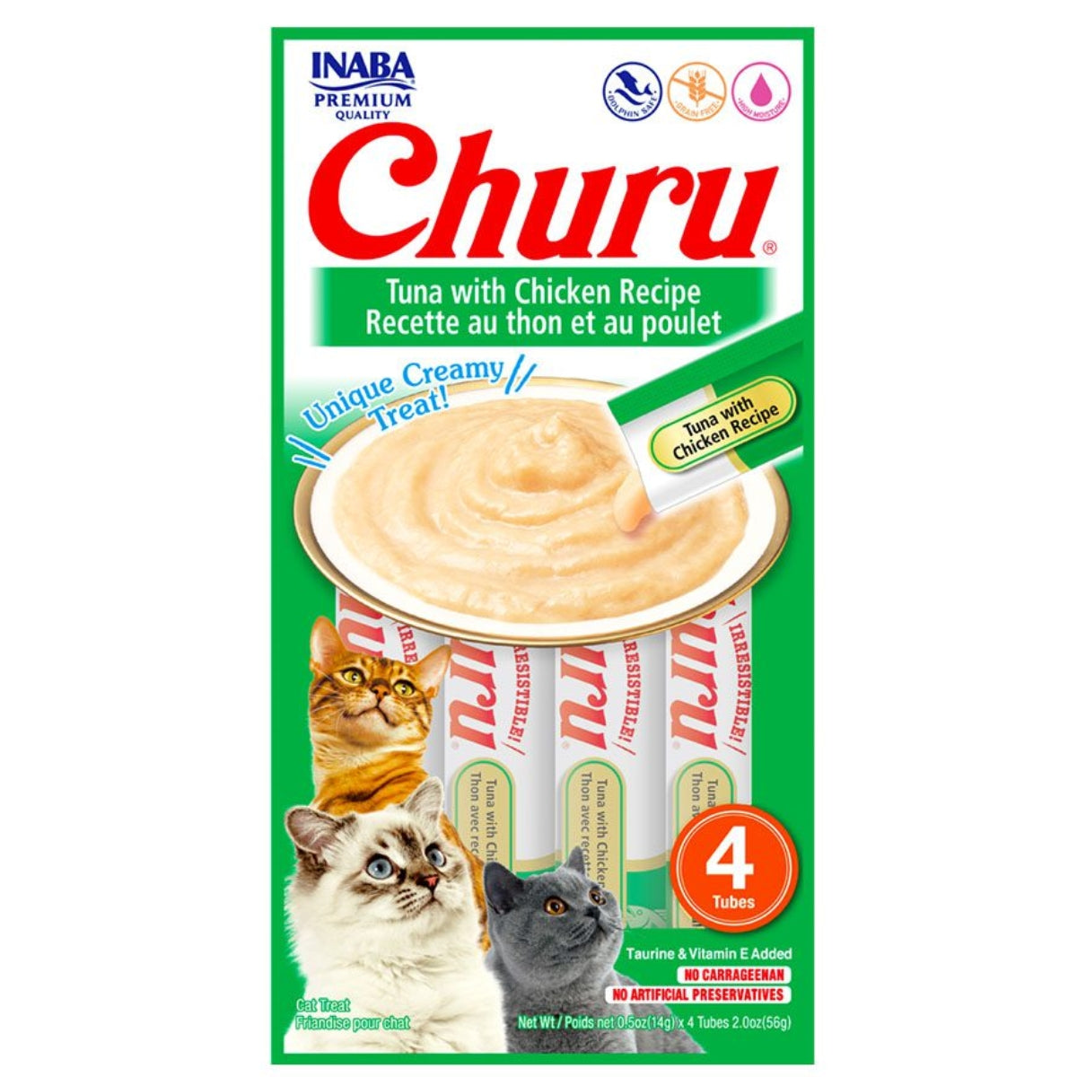 CHURU GATO ATÚN CON POLLO 4 TUBOS