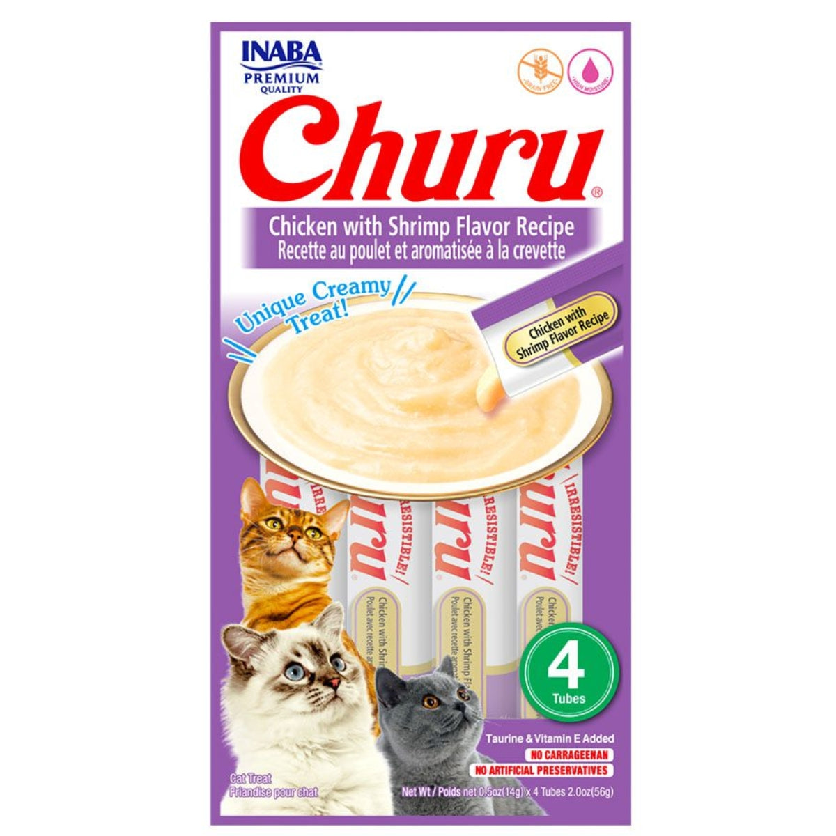 CHURU GATO POLLO CON CAMARÓN 4 TUBOS