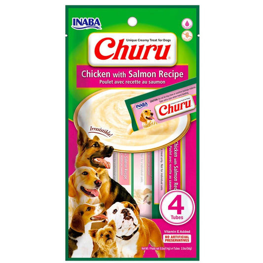 CHURU PERRO POLLO CON SALMON 4 TUBOS